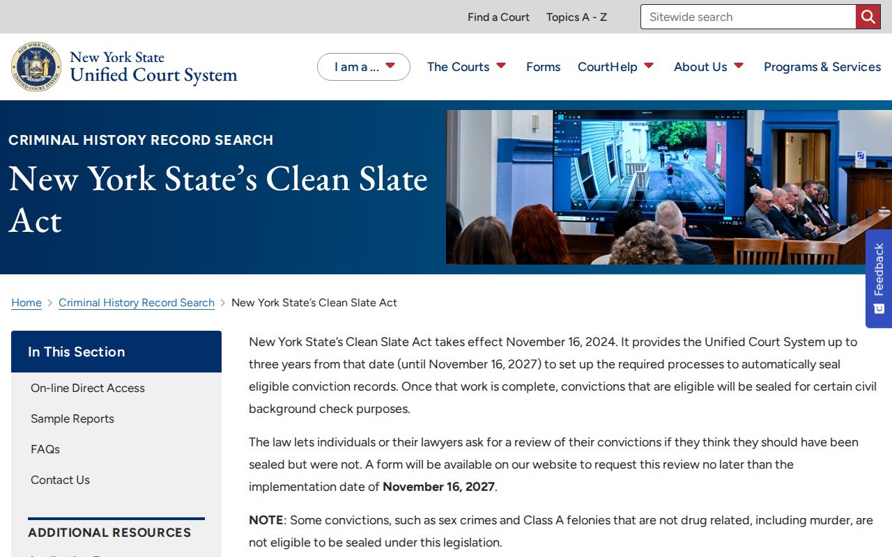 Onondaga County criminal court case Clean Slate information