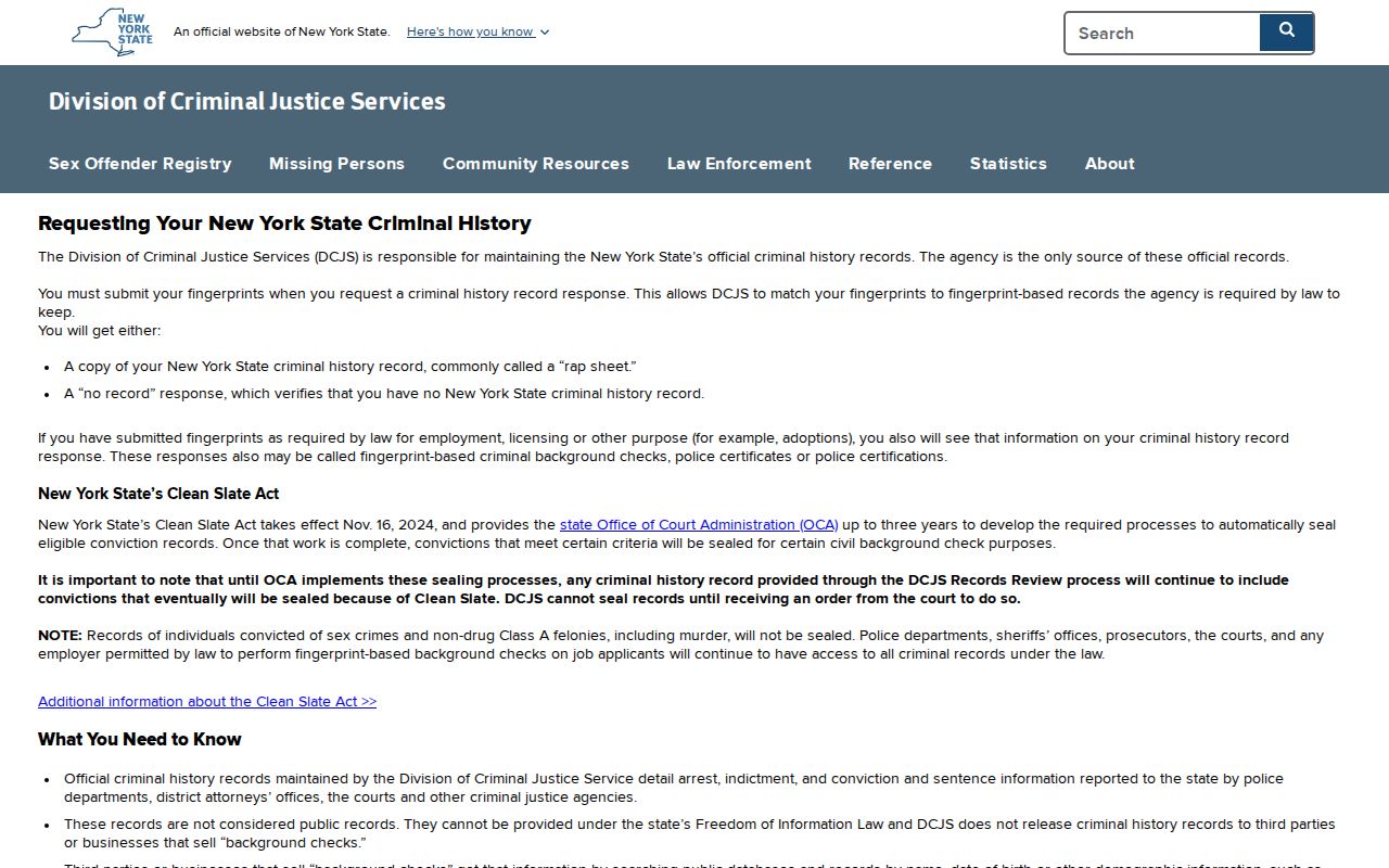 Onondaga County criminal history DCJS record review instructions