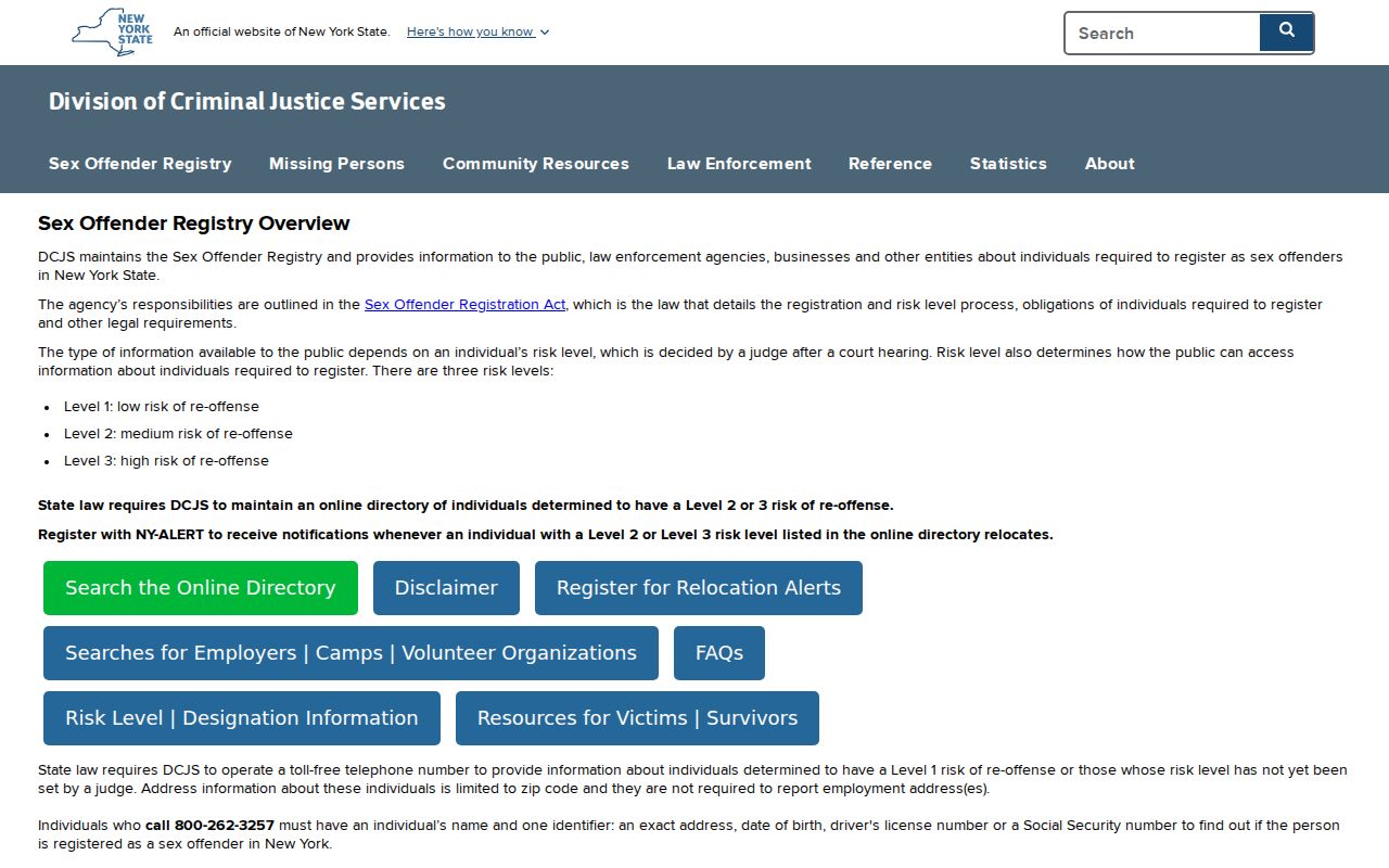 Onondaga County sex offender registry information from DCJS