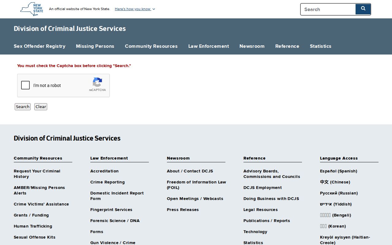 Neutral Onondaga County sex offender registry profile layout